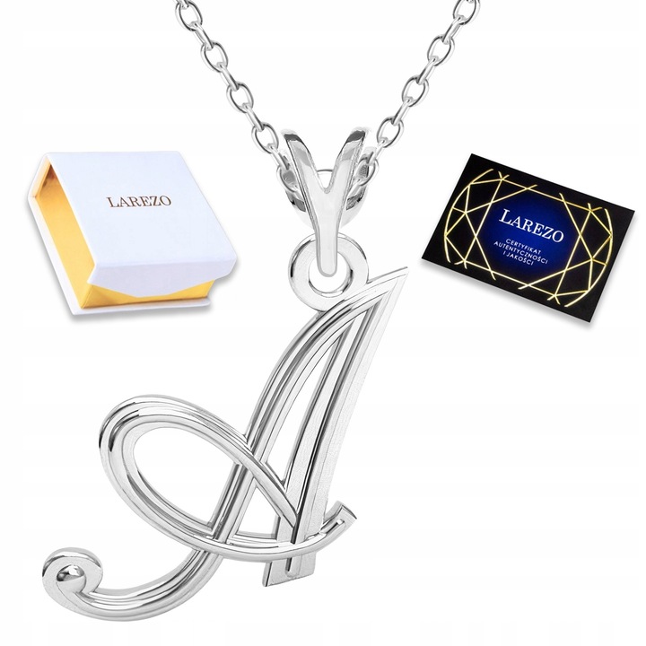 Colier argint cu litera A, Larezo, 42cm, Argint 925, Argintiu