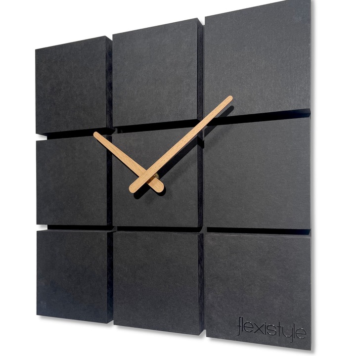 Harmony dekoratív óra, FLEXISTYLE, 30cm, fekete MDF, nagyon csendes mechanizmus, AA elemmel együtt