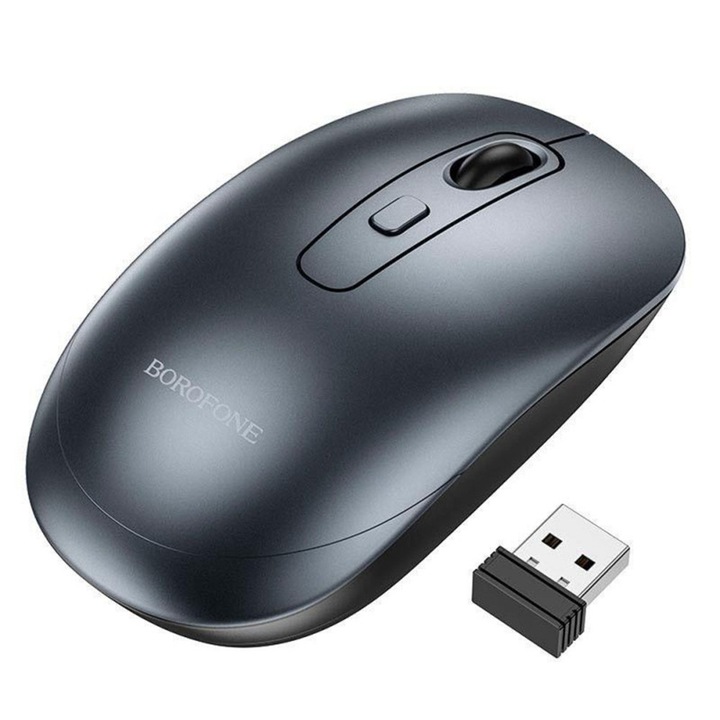Mouse Wireless Mouse Winner (BG13) 2.4Ghz, 1600DPI, Lightweight Design, Ergonomic Design Black Metal Gray Gri