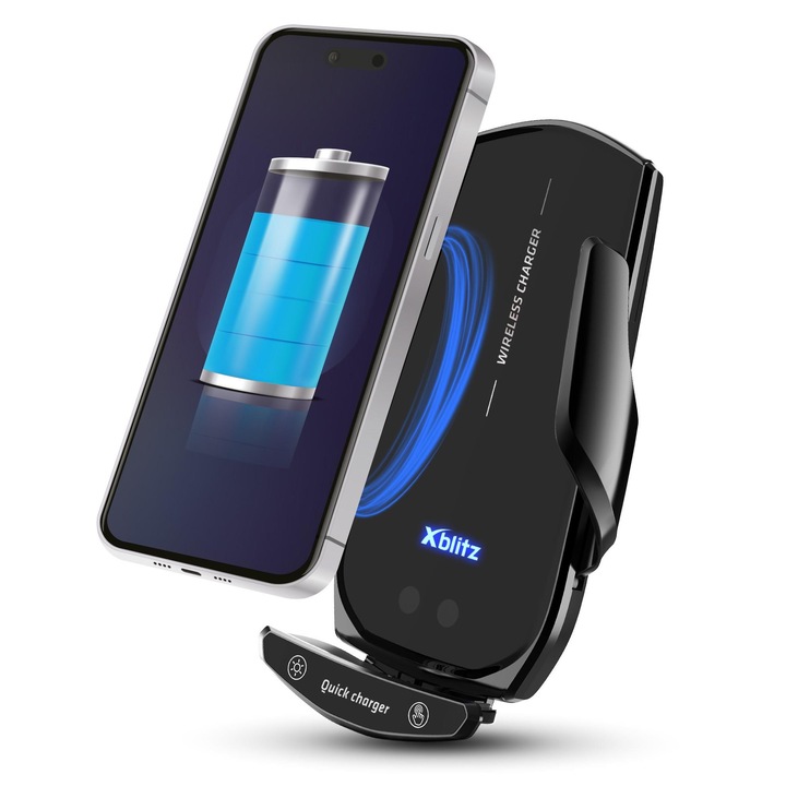 Suport auto, Xblitz, FX5, automat, incarcare wireless, negru