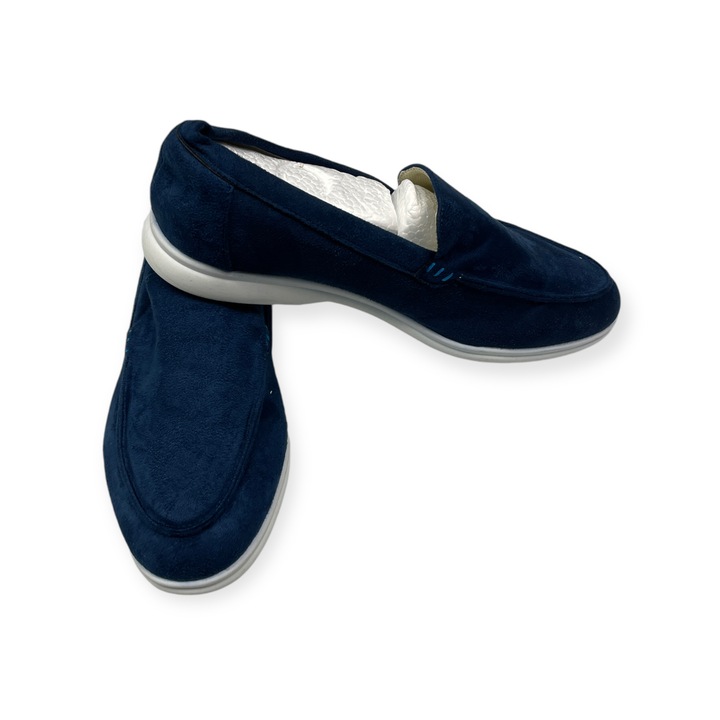 Мъжки мокасини, Old Money, велур, тъмносини, 42 EU