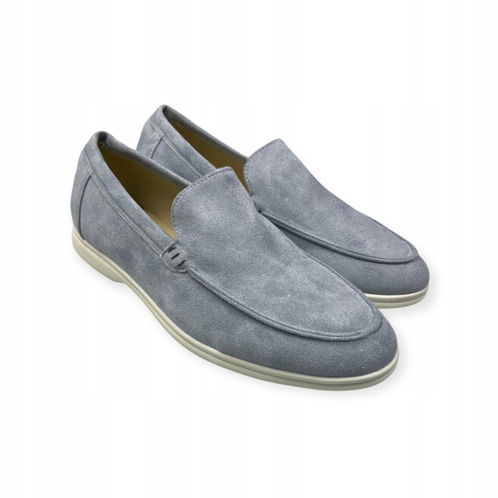 Мъжки мокасини, Old Money, велур, сиви, 44 EU