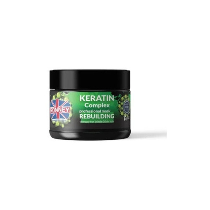 Masca de par, Ronney, Keratin Complex, 300 ml, pentru par uscat si fragil, fara ingrediente de origine animala