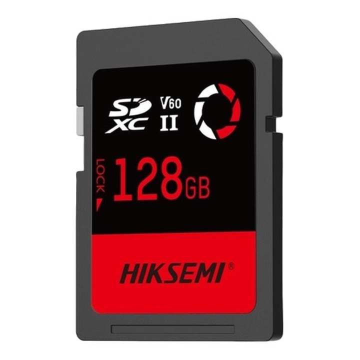 SDXC memóriakártya 128GB HIKSEMI, 250/100 MB/s, fekete-piros, 32x24x2,1cm