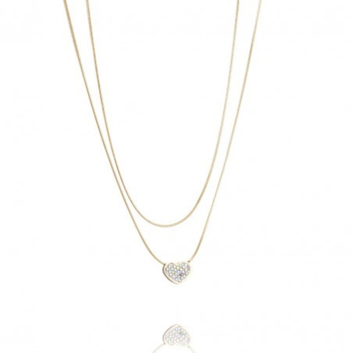 Colier dublu Ecarla, inox placat cu aur, 41cm, motiv animalier, fara nichel