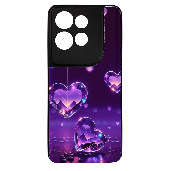 Мек TPU калъф, съвместим с Motorola Edge 50 Neo 5G, дизайн "Лилави сърца"