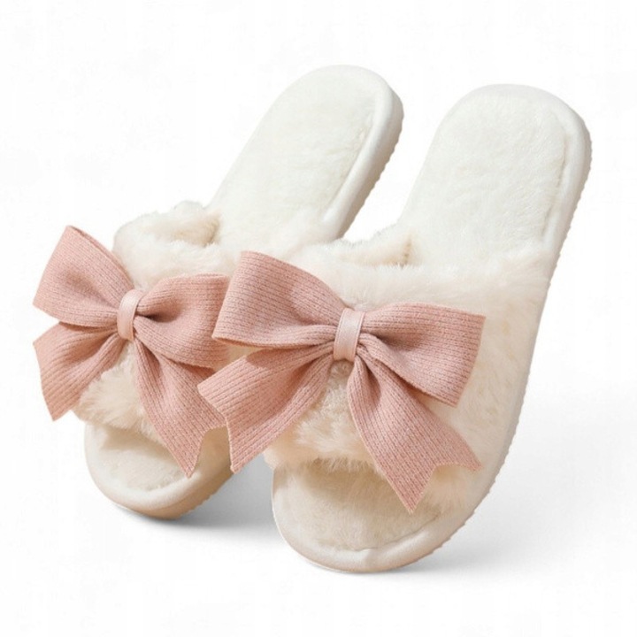 Домашни чехли ECARLA, противоплъзгащи, подплатен интериор, бели, 38 EU