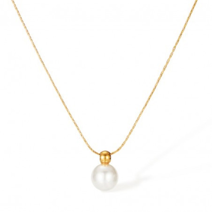 Colier dama Ecarla PERLA NST2147, inox placat cu aur, perla decorativa, 64368-uniw