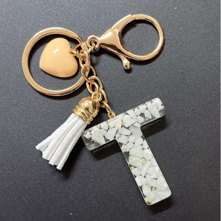 Brelocuri ECARLA LITERKA T, alb, design in forma de inima, material rezistent