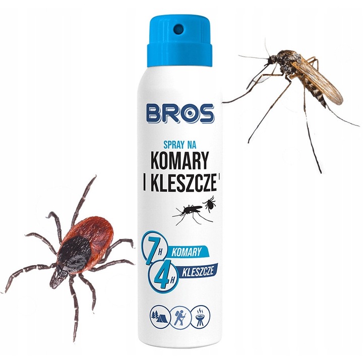 Spray repelent insecte BROS, 4 x 90ml, protectie impotriva tantarilor, capuselor, cu DEET