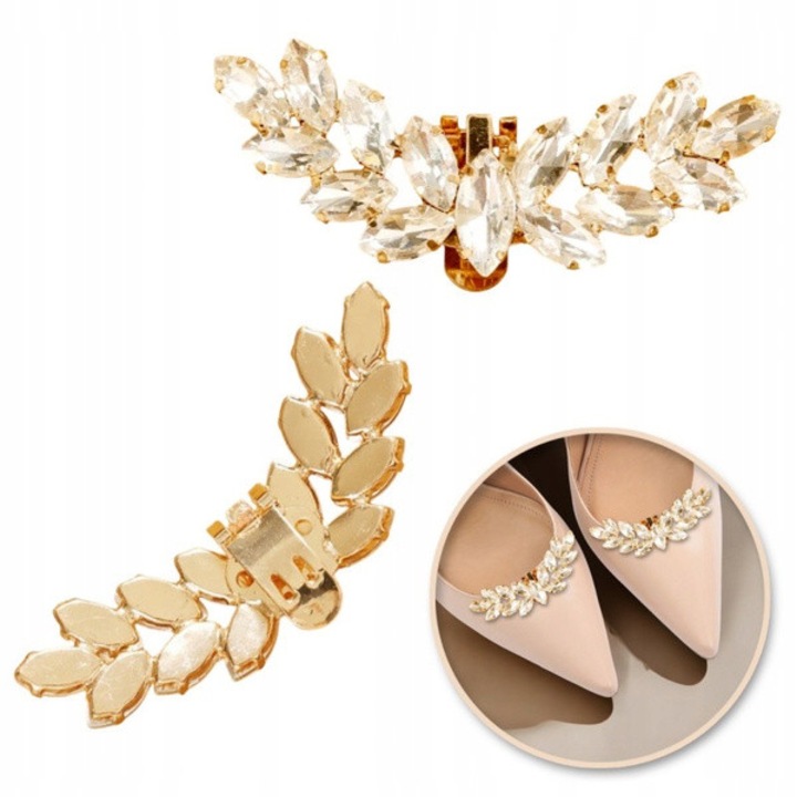 Set 2 clipsuri pentru incaltaminte Ecarla cu cristale, ciorchini, transparent