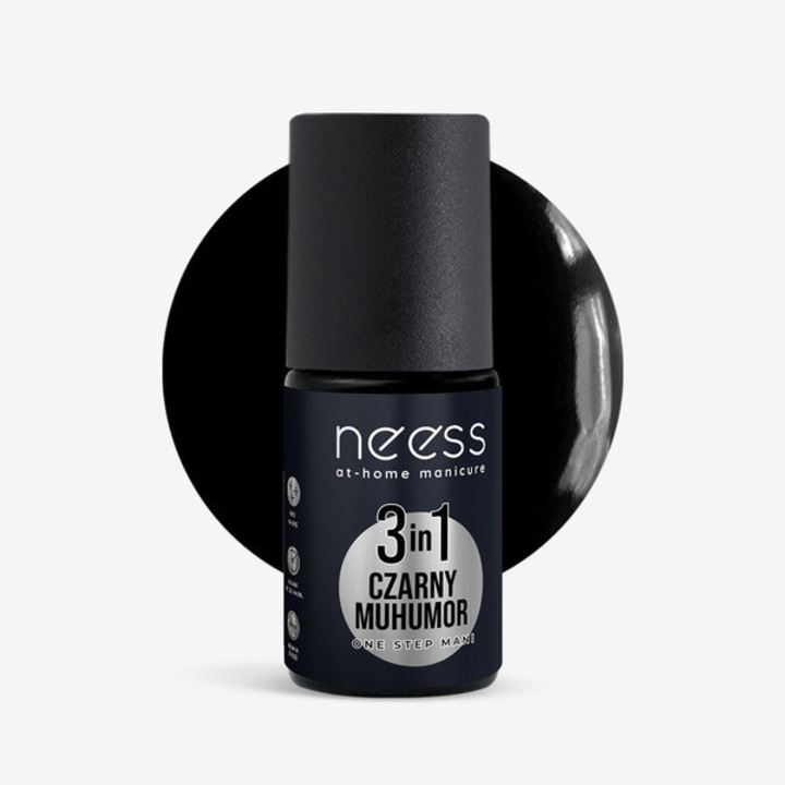 Oja hibrida Neess One Step Mani, 3 in 1, neagra, 4ml