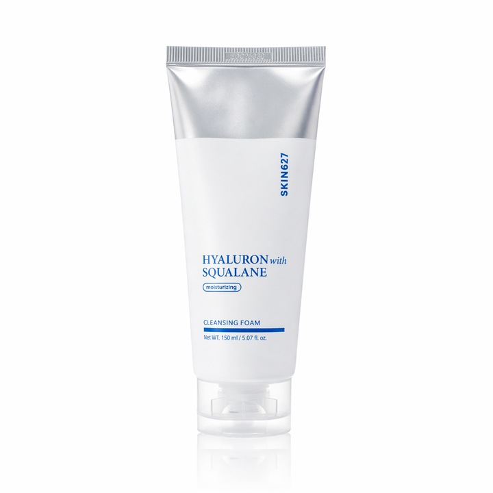 Spuma de curatare faciala SKIN627 cu Acid Hialuronic si Squalane, 150 ml, curatare delicata, pentru ten uscat si deshidratat