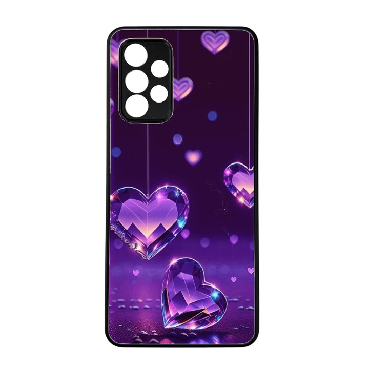 Калъф Premium, съвместим със Samsung Galaxy A53, стил Purple Hearts