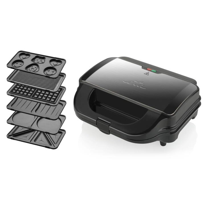 Toster ETA Sorento Plus 6 in 1, 900W, negru, 6 placi interschimbabile