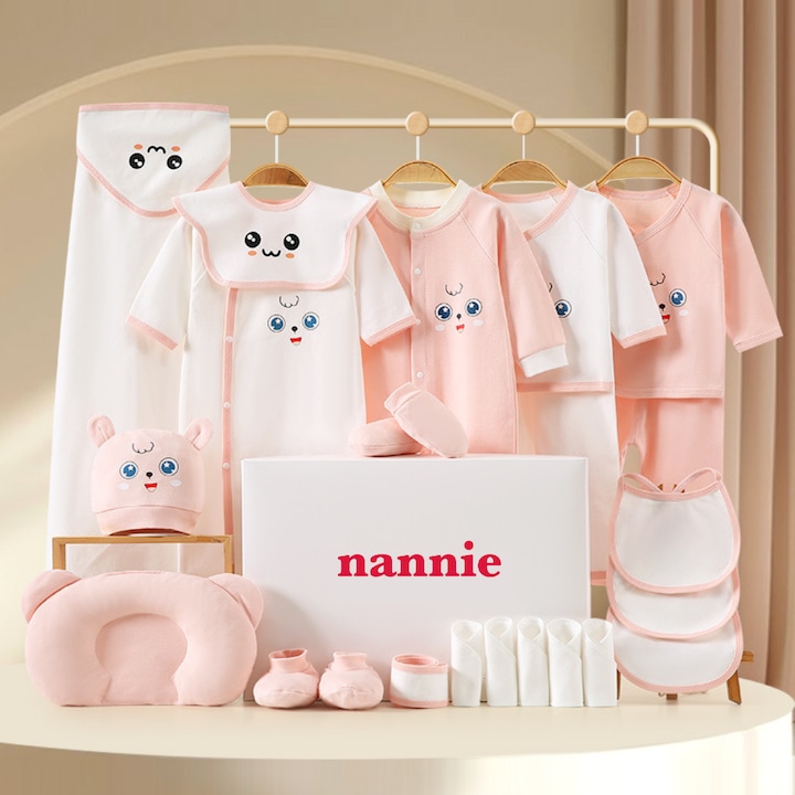 Hăinuțe Cadou Bebe Set Roz 23 Piese Milo - 0-3 luni