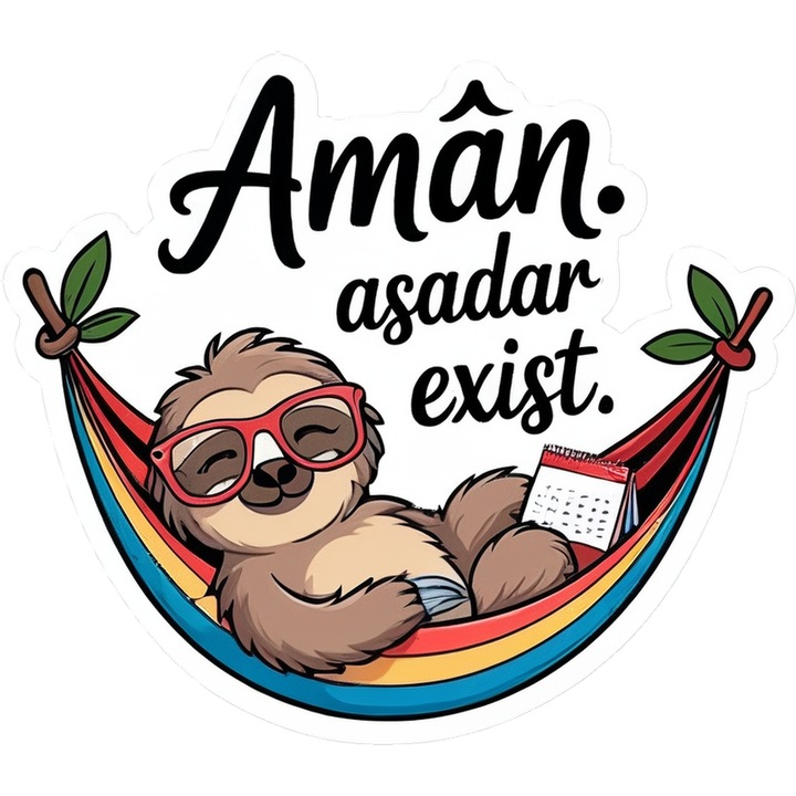 Sticker Aman Asadar Exist Lene Ironie, Birou, Funny, Amuzante, Sarcastice, Autoadeziv, Cri-Flo, Dimensiune 6 cm