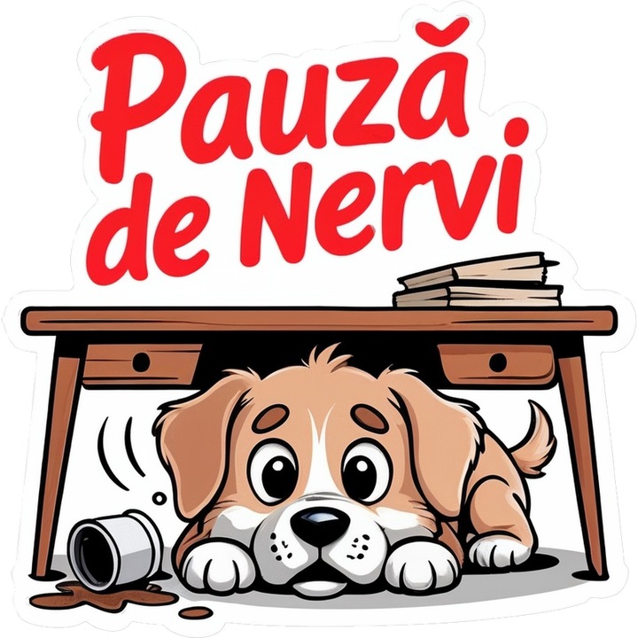 Sticker Pauza De Nervi Cafea Funny, Birou, Funny, Amuzante, Sarcastice, Autoadeziv, Cri-Flo, Dimensiune 20 cm