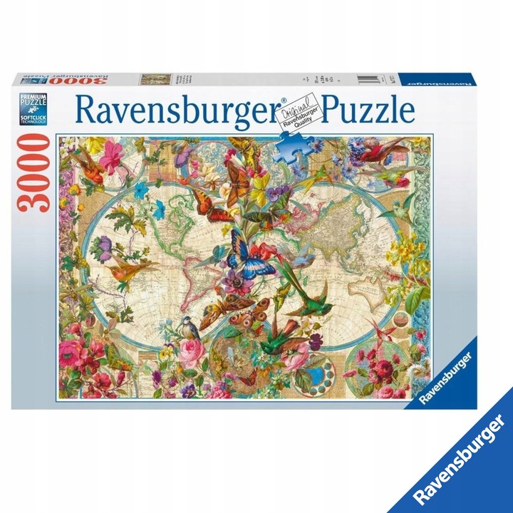 Пъзел Ravensburger 3000 елемента: Светът на флората и фауната