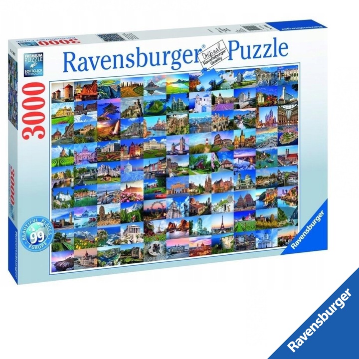 Пъзел Ravensburger 3000 части: 99 Красиви Места в Европа