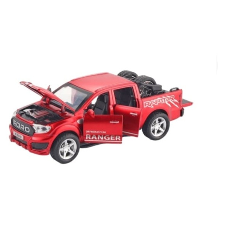 Masinuta metalica, Mashashop, Ford F350, roti detasabile, usi mobile, rosu, 17.5 cm