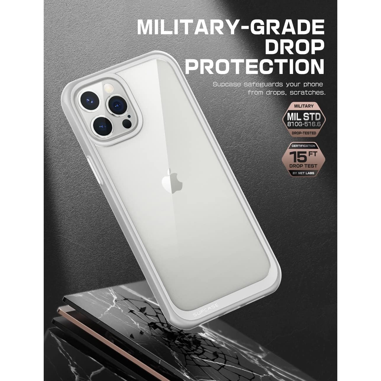 Husa telefon Supcase pentru iPhone 13 Pro, gri, dimensiuni 146.70