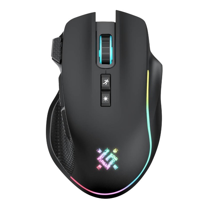 Mausa wireless Defender THUNDER GM-213, 1600dpi, 8 butoane, neagra, dimensiuni 40x79x129mm