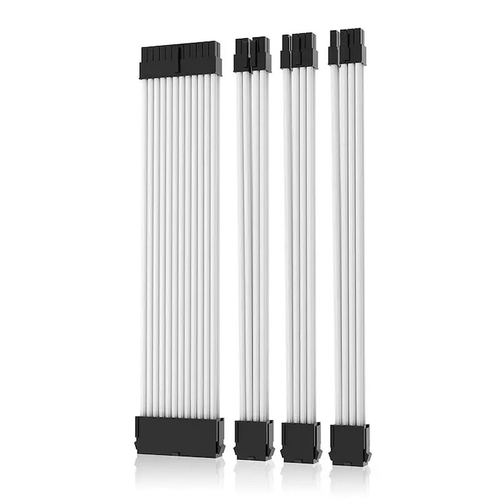 Комплект удължителни захранващи кабели за компютър, Garsonal, бял, 30см, 18AWG