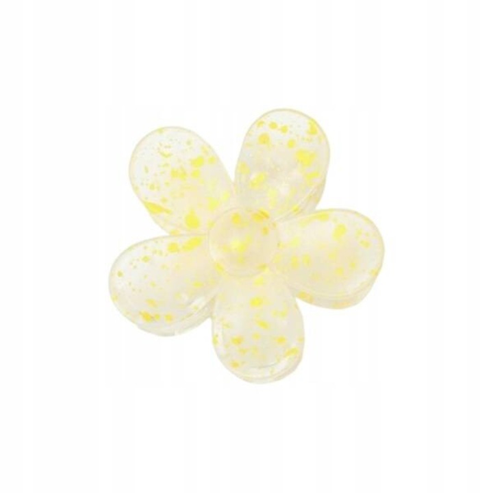Spinka-klamra pentru par Ecarla, model SP275, transparenta cu flori, blady galben, 7,50 cm