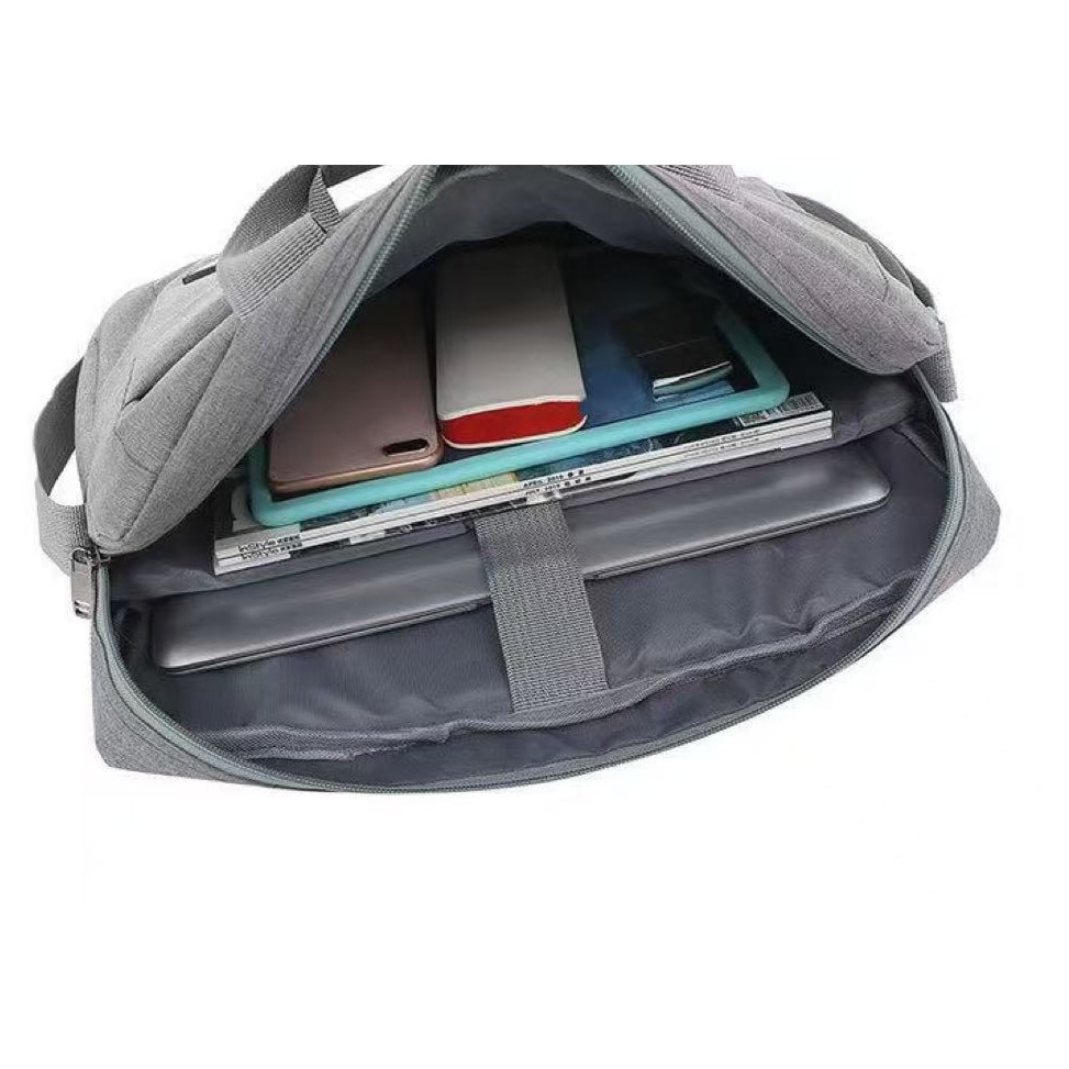 Geanta laptop, capacitate mare, 15.6 inch, gri, curea ajustabila