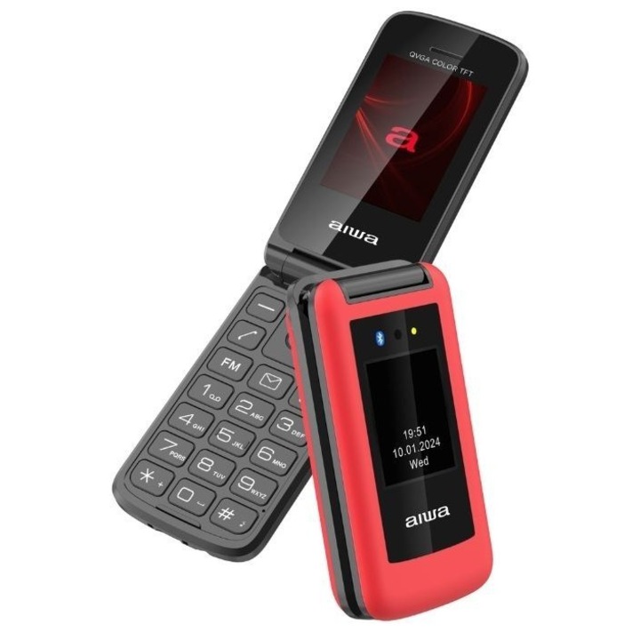 Telefon mobil Aiwa FP-30-2G DualSIM, rosu, 2,4", camera 0,3MP, 1000mAh