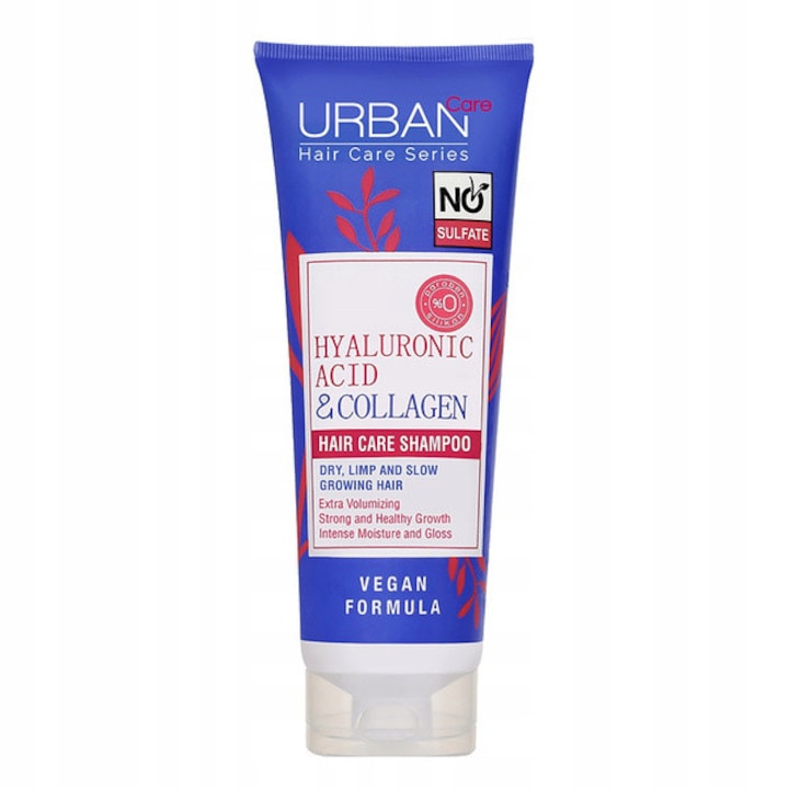 Sampon de par Urban Care, Acid Hialuronic & Colagen, 250ml, fara sulfati, vegan