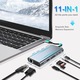 Adaptor Hub type-C Multiport 11-in-1, Rqiurpn, HDMI 4K, VGA, Ethernet, RJ45, alimentare, audio, retea si date, SD/TF Card Reader, pentru Docking Station Laptop Lenovo, Asus, Apple MacBook Air/Pro