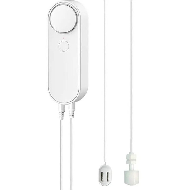 Senzor Inundatie, Tuya,2 Senzori de Apa, Alarma 100dB, Notificari Aplicatie, Senzor de Inundatie Smart Home, Garsonal®, 2-in-1, WiFi, alarma 100dB, alb, set complet