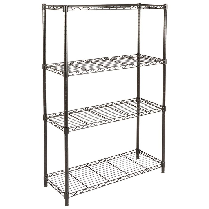 Tárolópolc, Amazon Basics, 4 polcos, állítható, fekete, 35,5x91,4x137,1cm