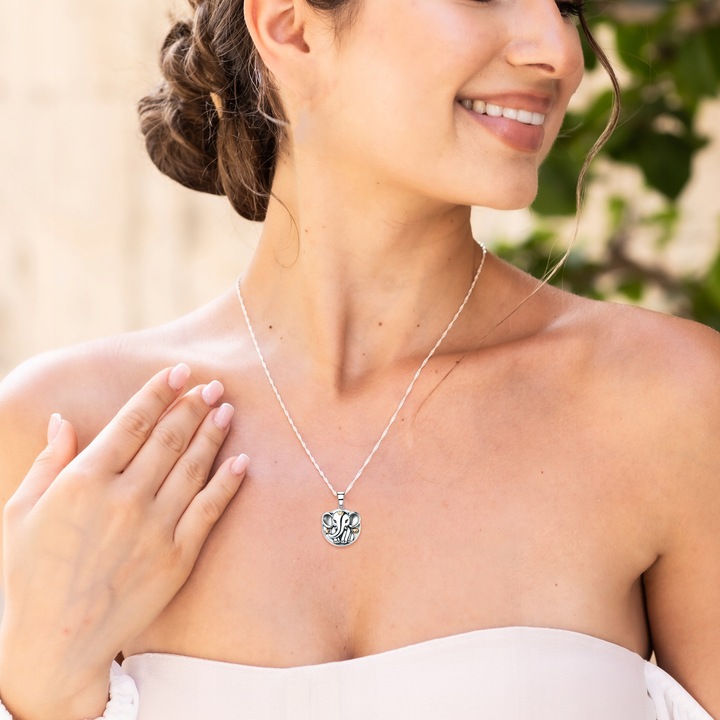 Colier dama cu pandantiv elefant, Larezo, 42cm + 3cm, 925, 19,5x14,5mm