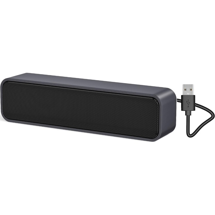 ADELGO Soundbar Mini 2.0 PC hangszórók, Plug And Play, kék/szürke, USB