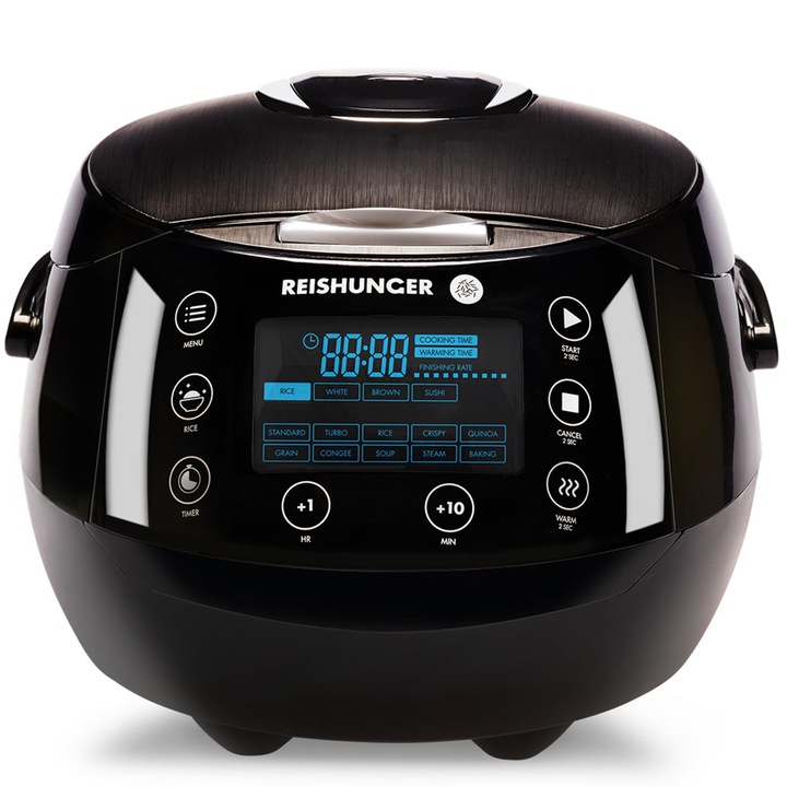 Aparat de gătit cu aburi Reishunger, 1, 5 L, negru, până la 8 porții, set