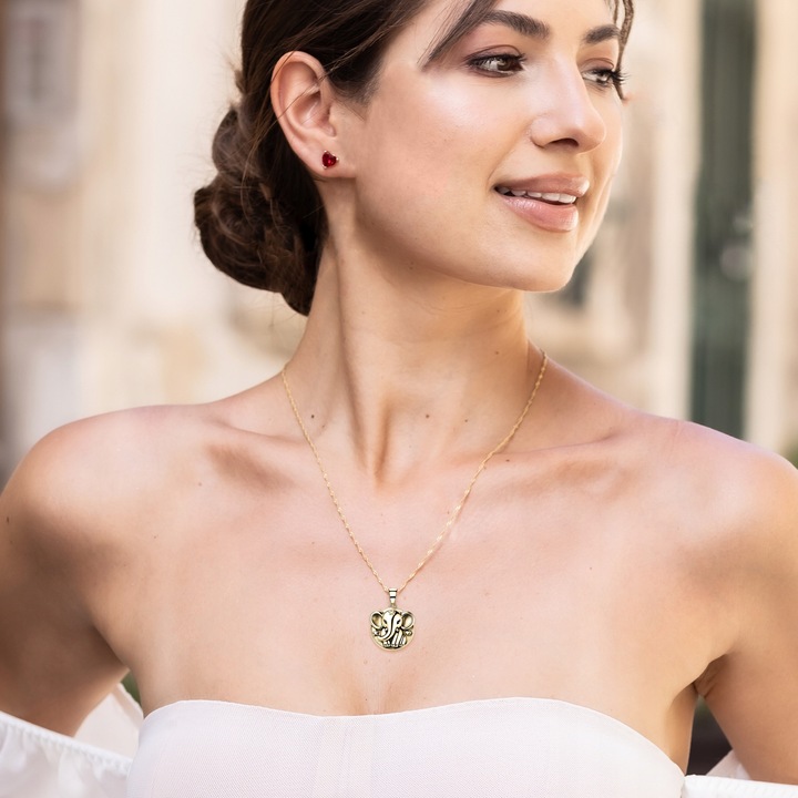 Colier cu pandantiv elefant din argint 925, placat cu aur 585, Larezo, 42cm