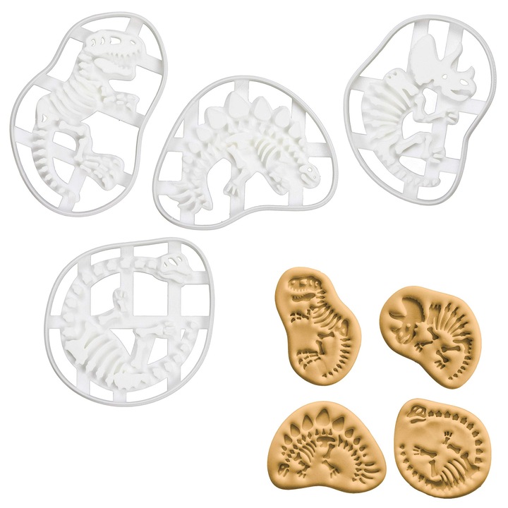 Set de 4 forme de biscuiți dinozauri, multicolor, 4 bucăți