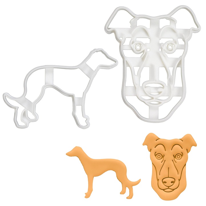 Set de 2 forme de biscuiți Greyhound, Bakerlogy, gri, plastic