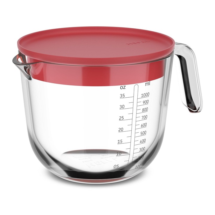 Mepal mérőpohár, 1000 ml, üveg, korall