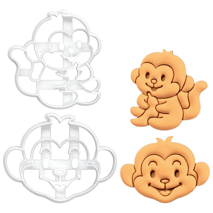 Set de 2 forme de biscuiți Bakerlogy, maimuță, multicolor
