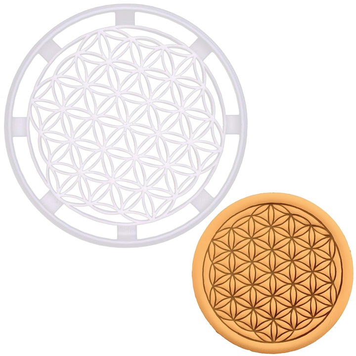 Formă de biscuiți Bakerlogy Floarea Vieții, silicon, design detaliat