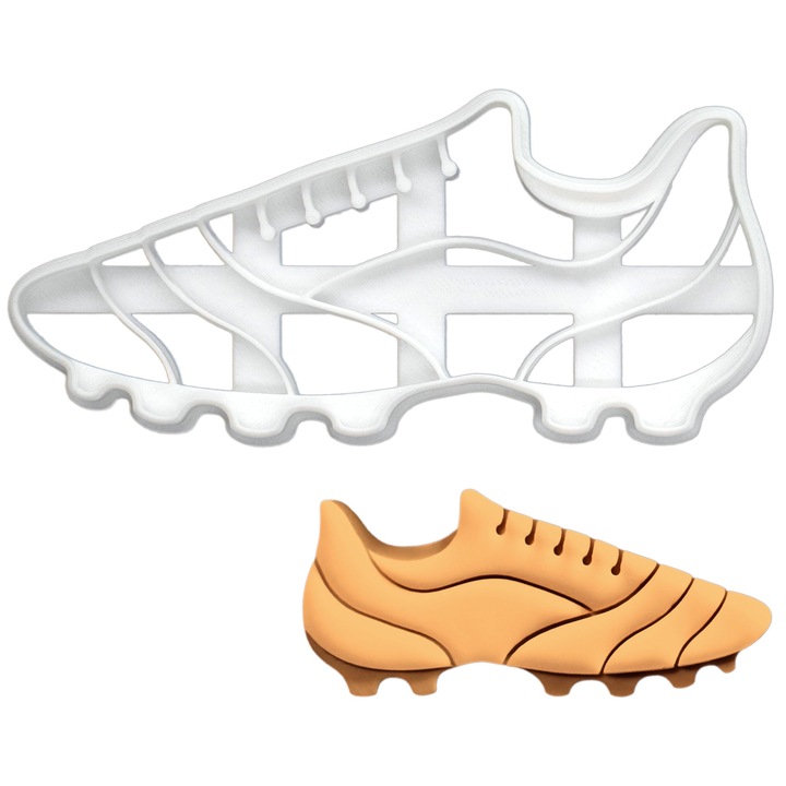 Formă de biscuiți pentru ghete de fotbal, Bakerlogy, plastic, ideală pentru fondant, alb