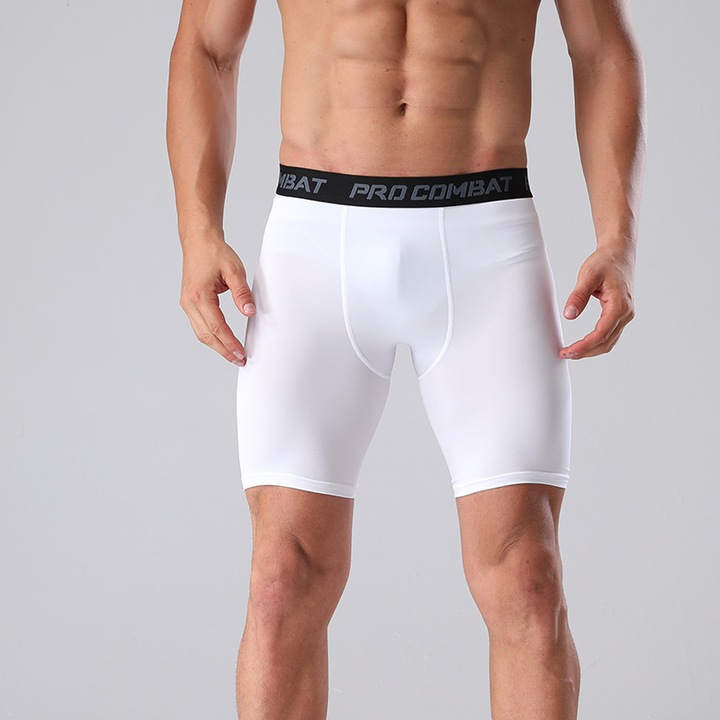 Pantaloni scurti de compresie REDQUIT® – Alb, marome M, poliester, design de sustinere, utilizare versatila