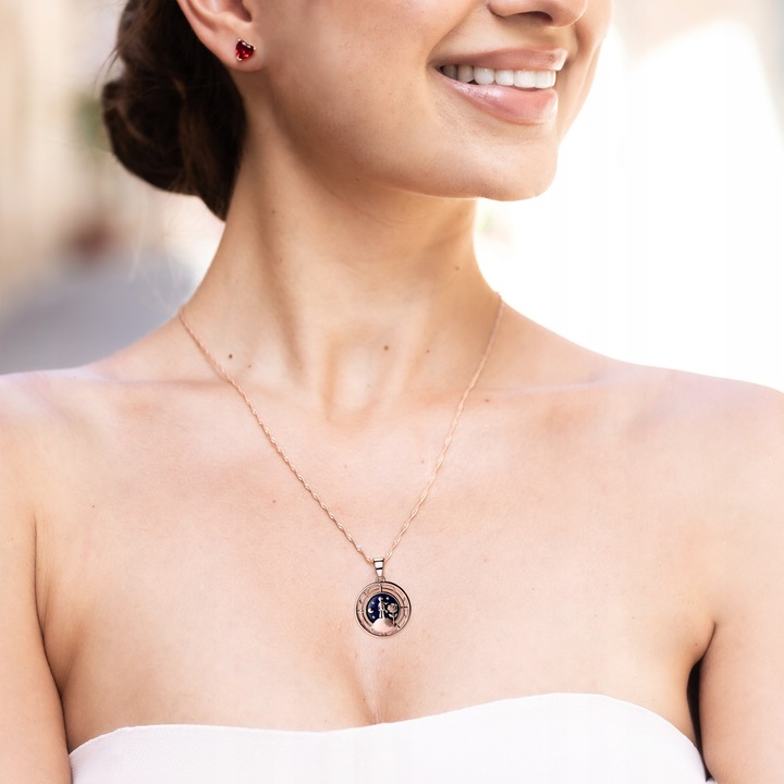 Colier cu pandantiv dama, Larezo, argint 925, placat cu aur, 42cm + 3cm