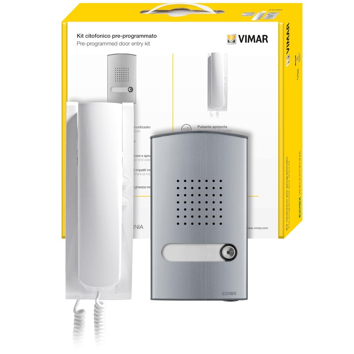 Vimar K8879.E Plus kaputelefon, audio berendezés, egycsaládos audio panel, 2 gomb, 2 vezeték