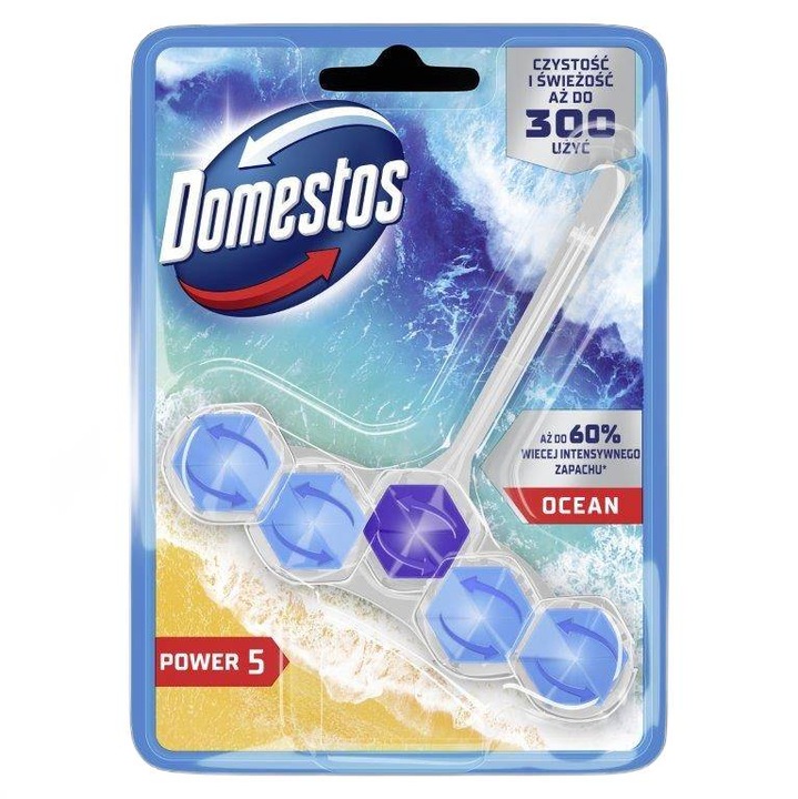 Odorizant toaleta Domestos Power 5 Ocean 50g, set de 1, curatare si prospetime