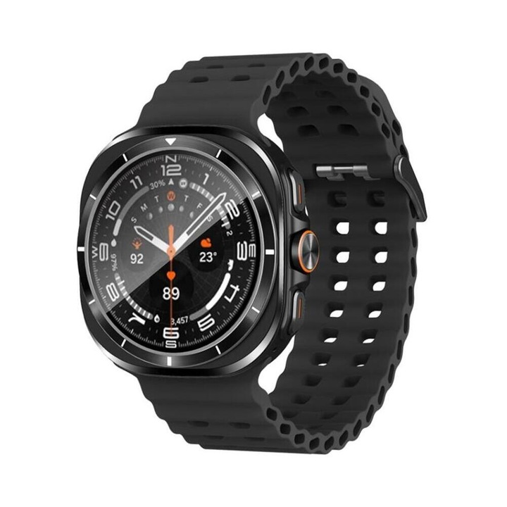 Smartwatch XO model Watch Ultra, Negru, Compatibil Android/iOS, Bluetooth, Ecran Amoled 1.43”, Baterie 330mAh, Curea din Silicon